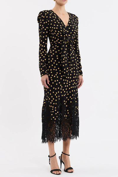 Millie Midi - Black/Yellow - Polka Dot