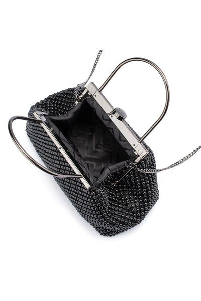 Mimi Ball Mesh Frame Bag - Black