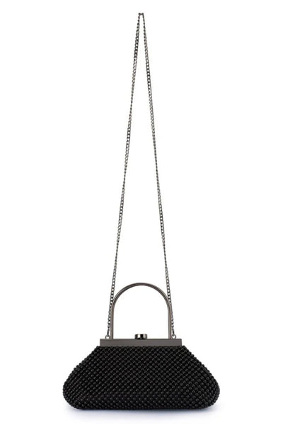Mimi Ball Mesh Frame Bag - Black