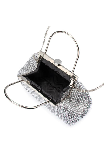 Mimi Ball Mesh Frame Bag - Silver