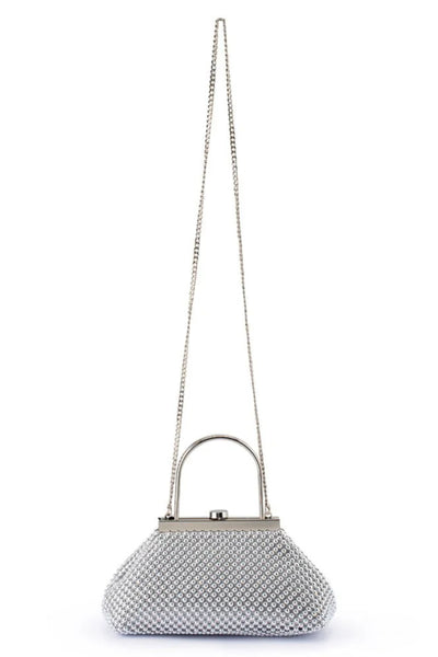 Mimi Ball Mesh Frame Bag - Silver