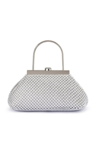 Mimi Ball Mesh Frame Bag - Silver