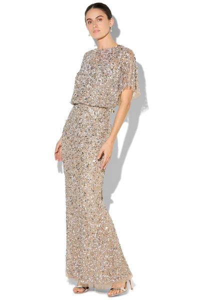 Mimi Hand Beaded Gown - Gold Mink