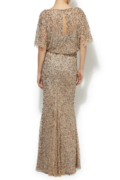 Mimi Hand Beaded Gown - Gold Mink