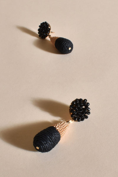 Mina Diamante and Stitch Event Earrings - Black Gold