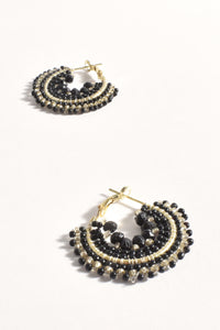 Mini Beaded Event Earrings - Black Gold