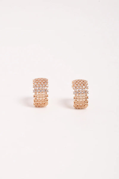 Mini Diamante Rows Hoops - Crystal Gold