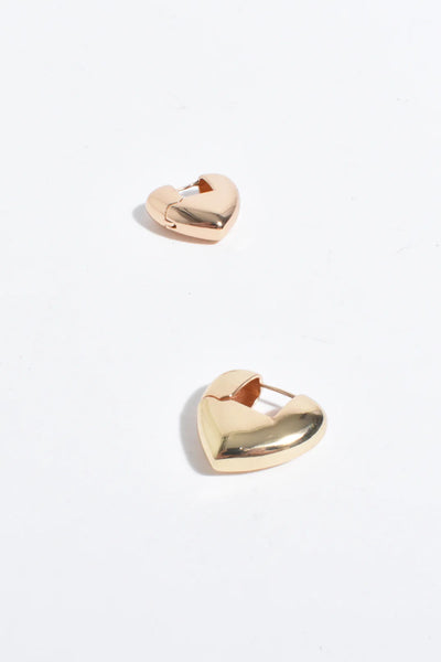Mini Heart Drop Metal Hoops - Gold