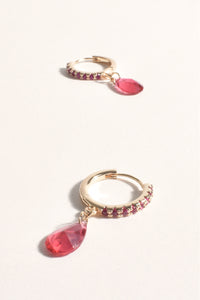 Mini Jewel Diamante Hoops - Pink Gold