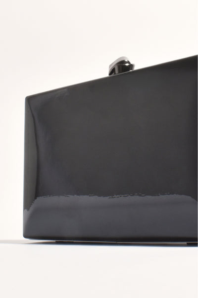 Mira Metallic Structured Clutch - Black