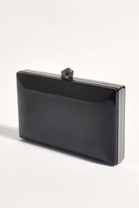 Mira Metallic Structured Clutch - Black