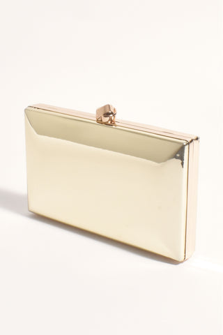 Mira Metallic Structured Clutch - Gold