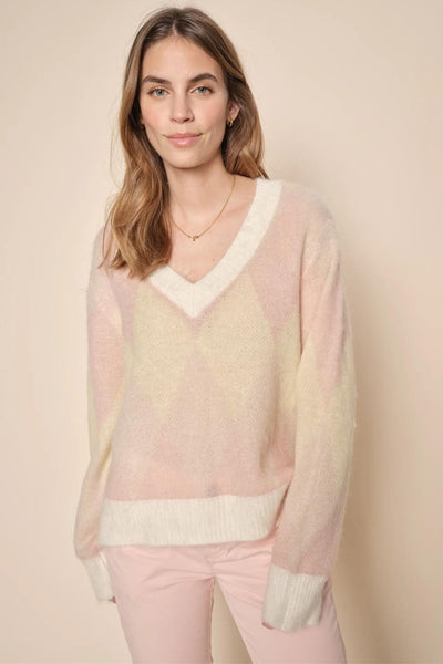 Mirana V-Neck Knit - Silver Pink