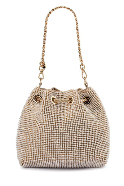 Miranda Drawstring Top Handle Bag - Pearl Gold