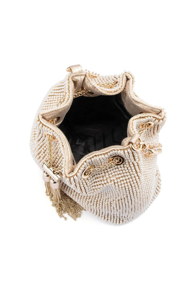 Miranda Drawstring Top Handle Bag - Pearl Gold