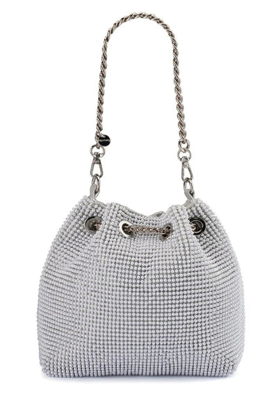 Miranda Drawstring Top Handle Bag - Pearl Silver