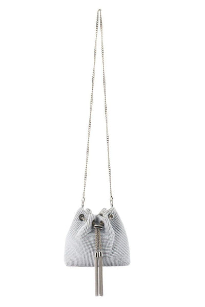 Miranda Drawstring Top Handle Bag - Pearl Silver