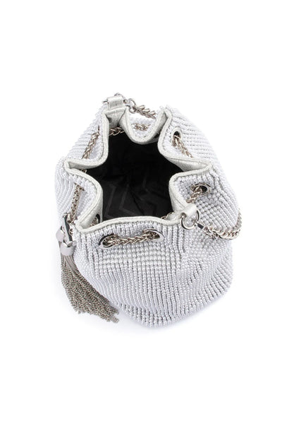Miranda Drawstring Top Handle Bag - Pearl Silver