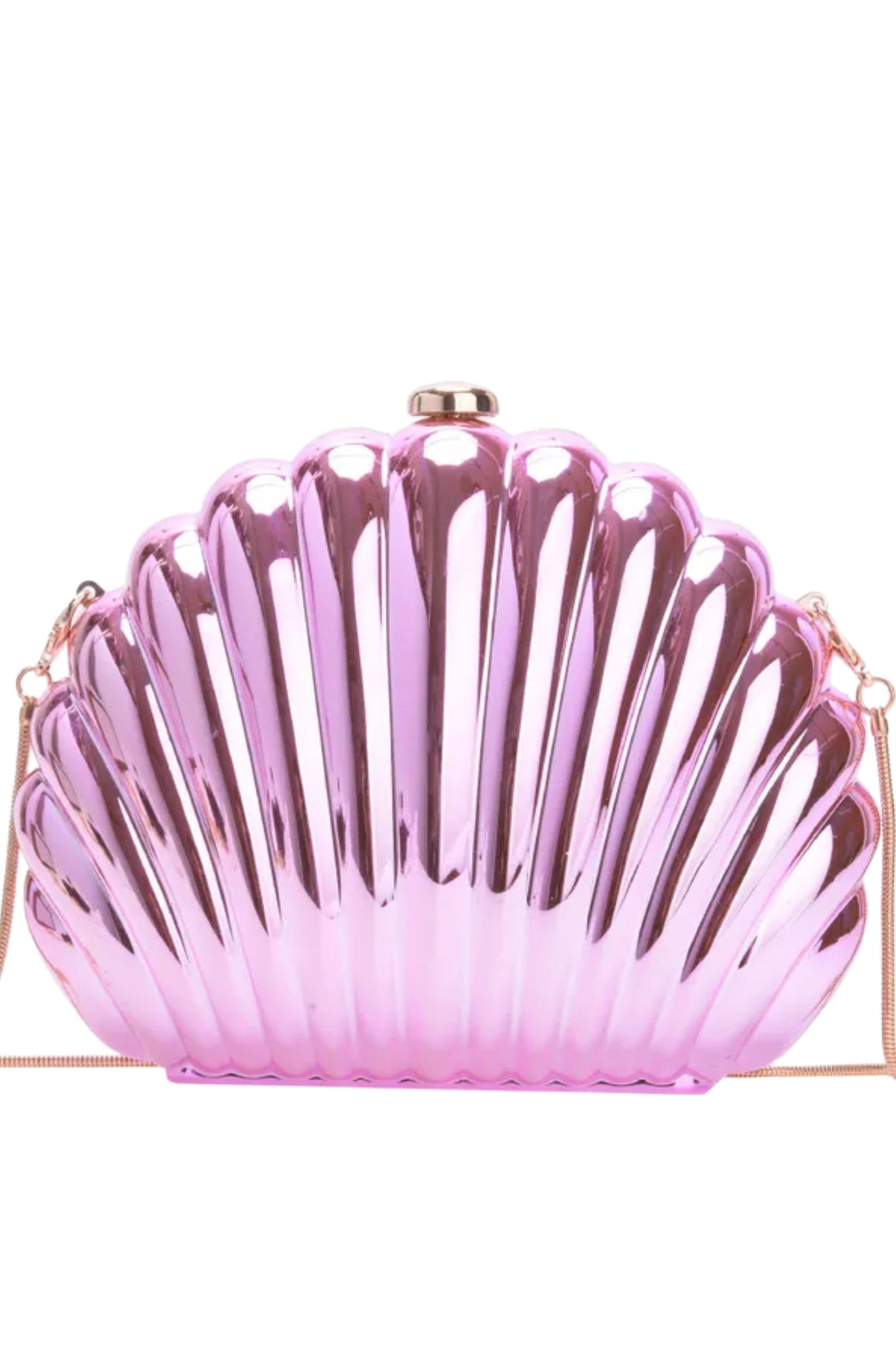 Mirrored Glam Clam Bag - Hot Pink