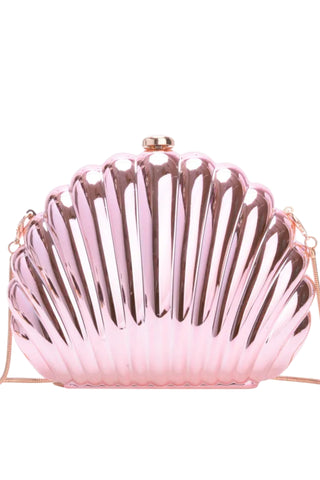 Mirrored Glam Clam Bag - Ice Pink