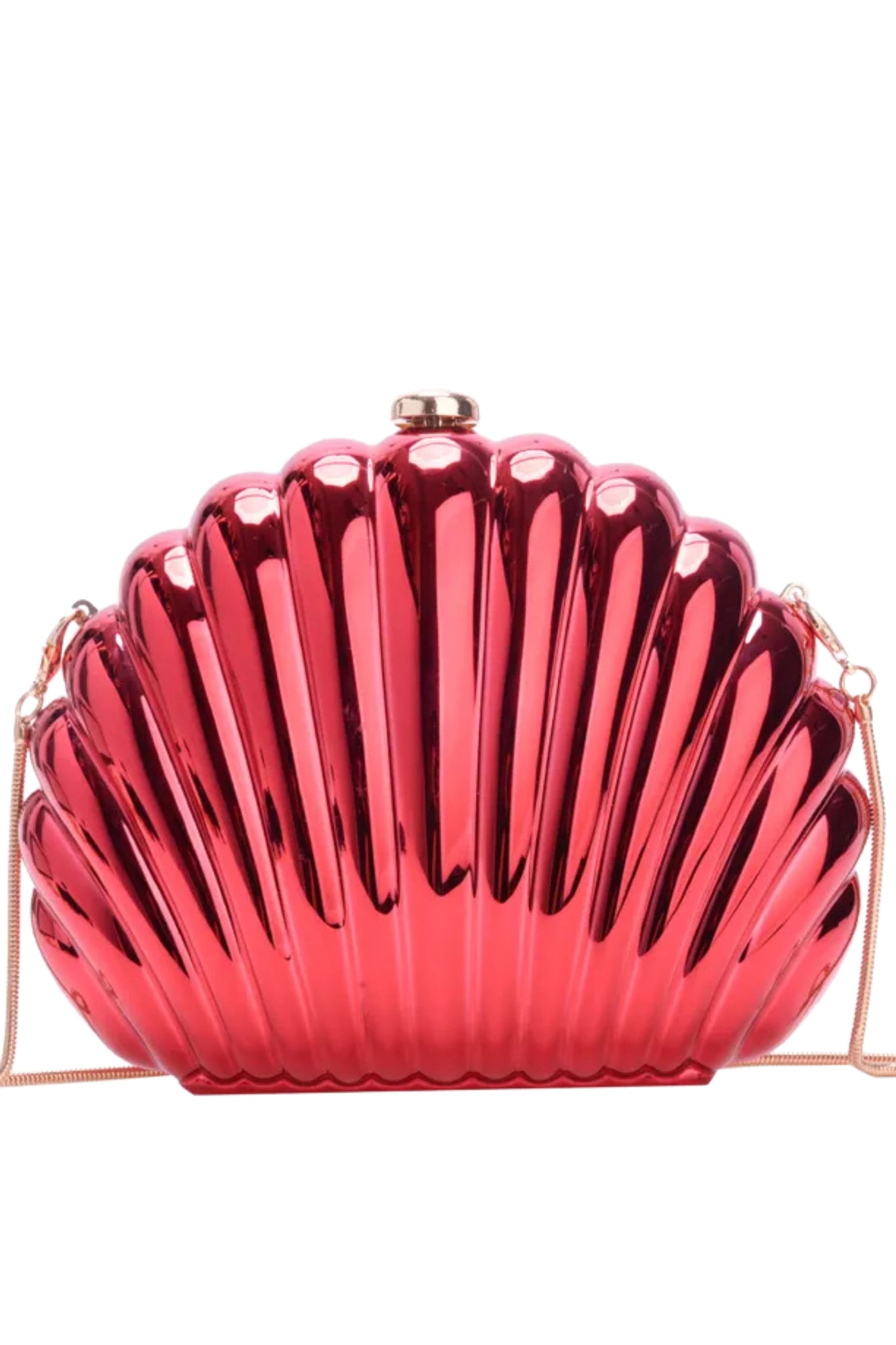 Mirrored Glam Clam Bag - Red