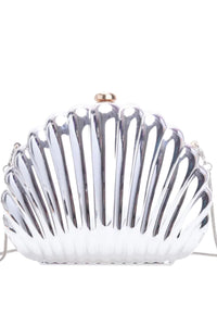 Mirrored Glam Clam Bag - Silver