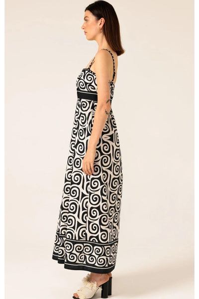 Mitzi Maxi Dress - Black Ivory Swirl