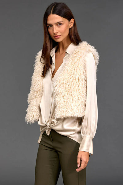 Moka Faux Fur Vest - Creme