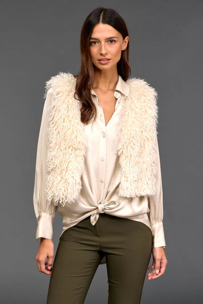 Moka Faux Fur Vest - Creme