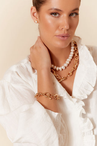 Molten Metal Statement Bracelet - Gold