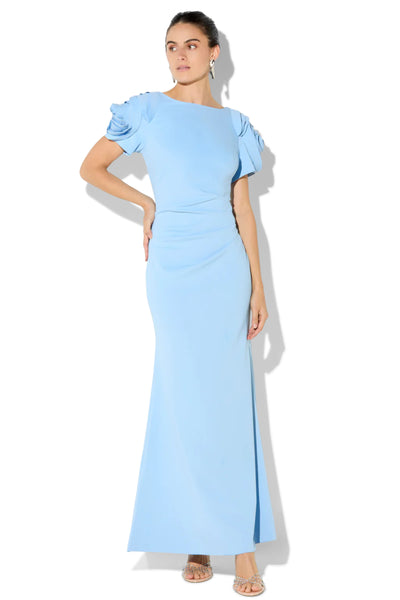 Monet Rosette Sleeve Gown - Sky Blue