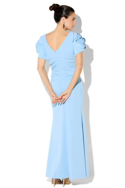 Monet Rosette Sleeve Gown - Sky Blue