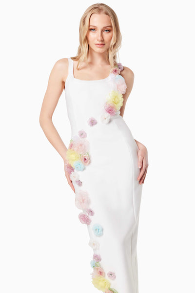 Motif 3D Flower Midi Dress - Ivory