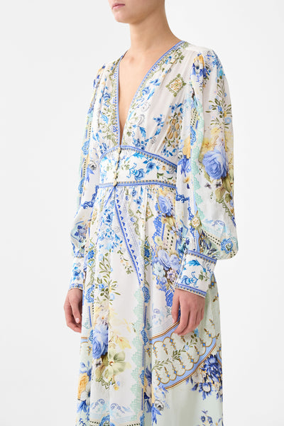 My Homespun Heart Shaped Waistband Dress With Gathered Sleeves