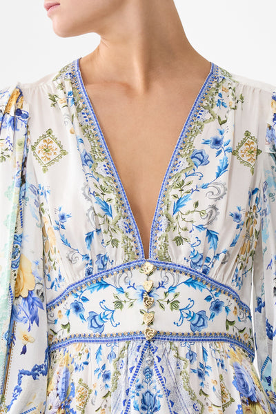 My Homespun Heart Shaped Waistband Dress With Gathered Sleeves