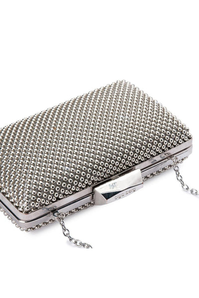 Natasha Ball Mesh Clutch - Silver