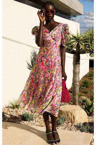 New Blooms Midi Dress - Pink Multi Floral