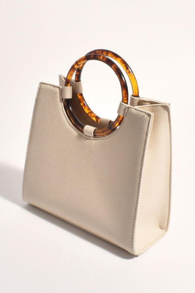 Nina Resin Ring Structured Tote Bag - Cream