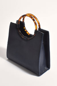 Nina Resin Ring Structured Tote Bag - Navy