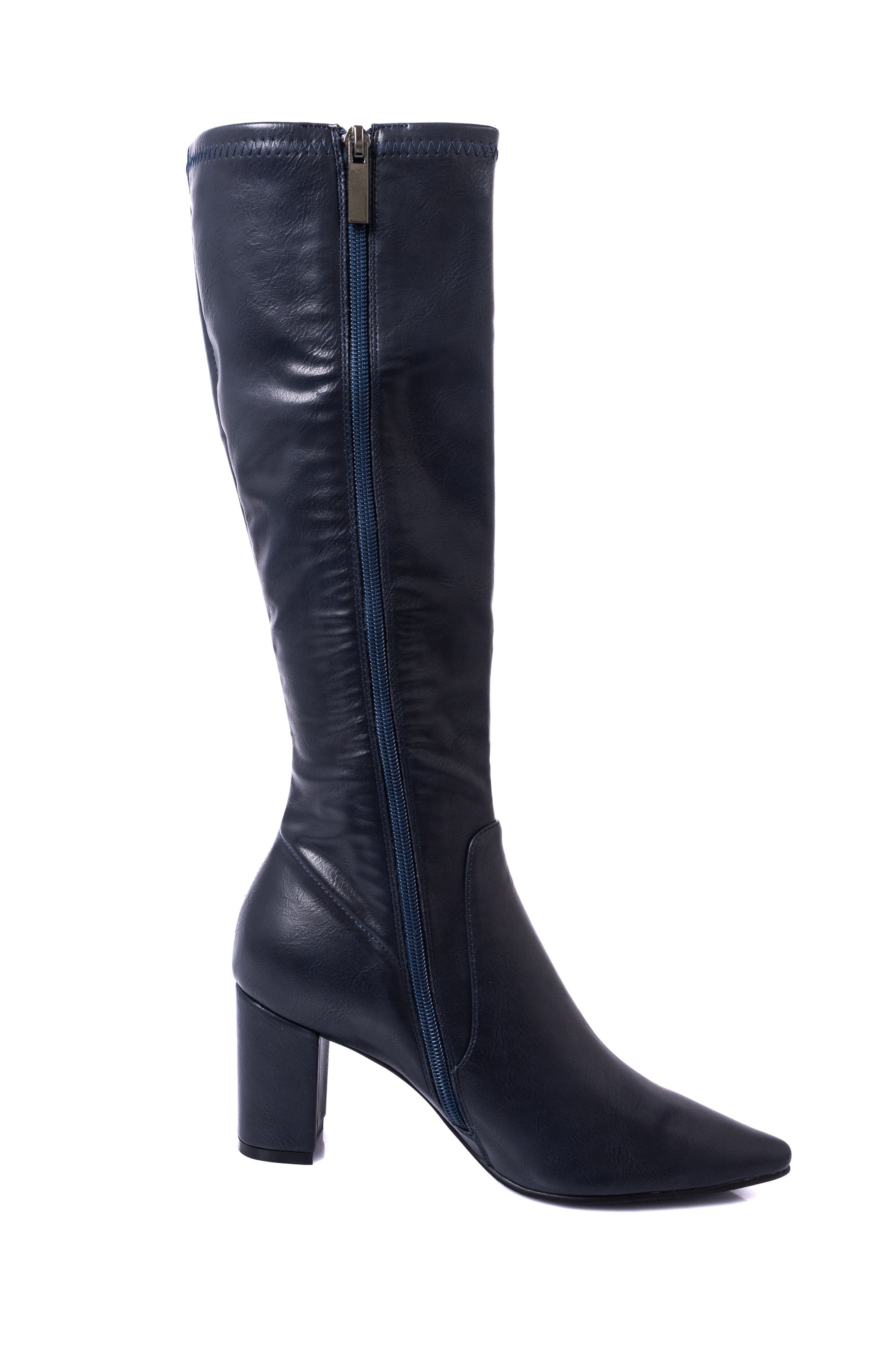 DJANGO AND JULIETTE Norass Stretch Knee High Boots Navy Smoke Mirrors Boutique