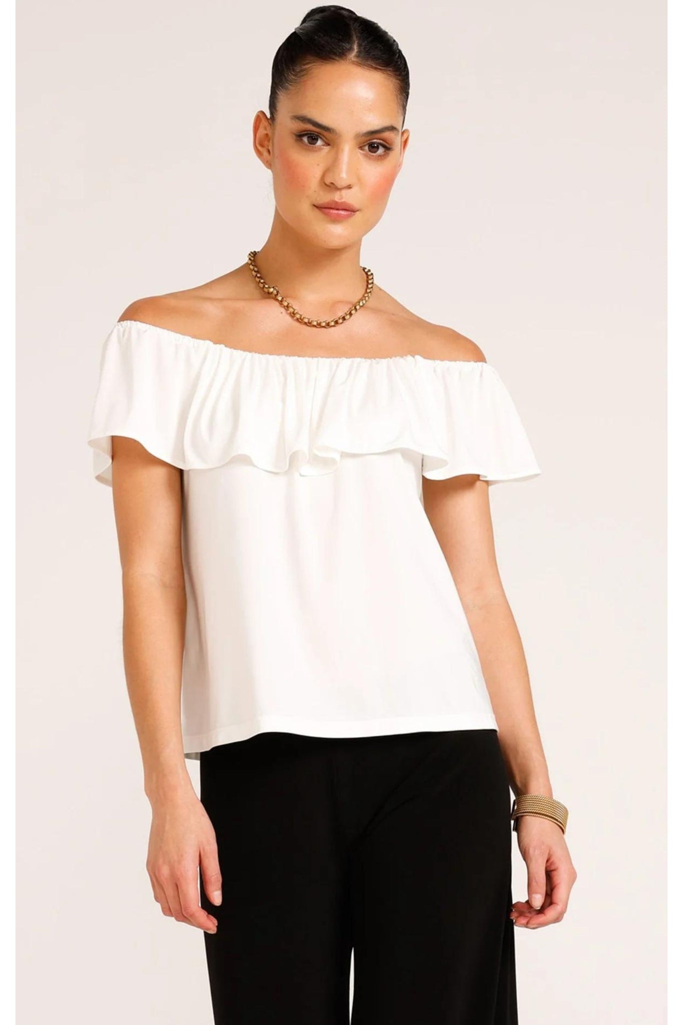 Off Shoulder Frill Top - Ivory