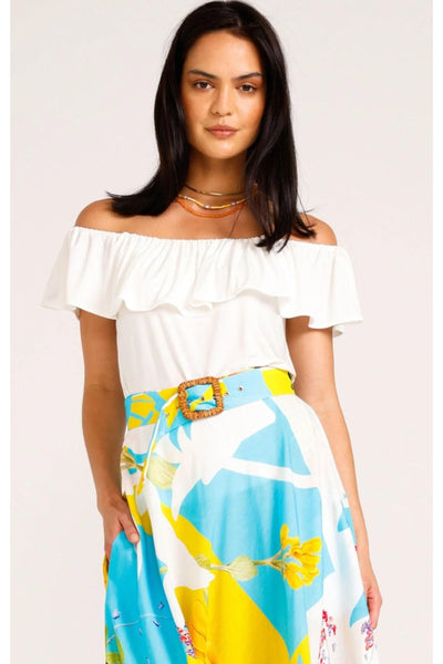 Off Shoulder Frill Top - Ivory