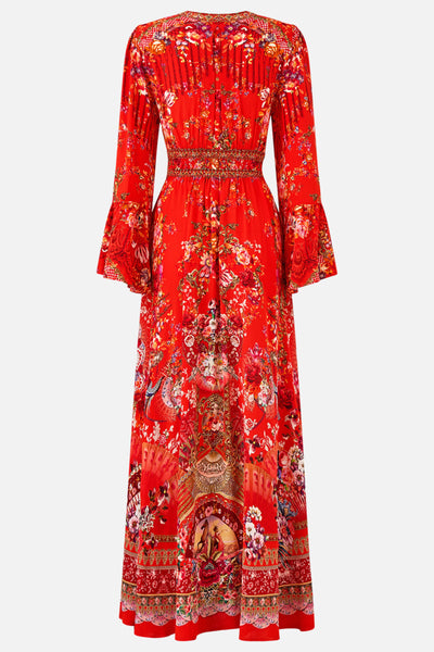 Ole Ole Shaped Waistband Dress With Ruffle Sleeve