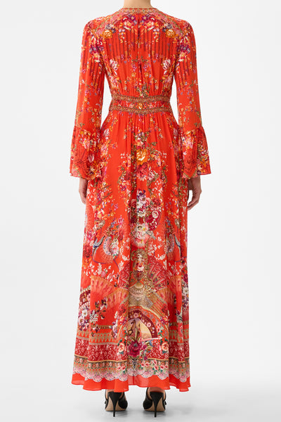 Ole Ole Shaped Waistband Dress With Ruffle Sleeve