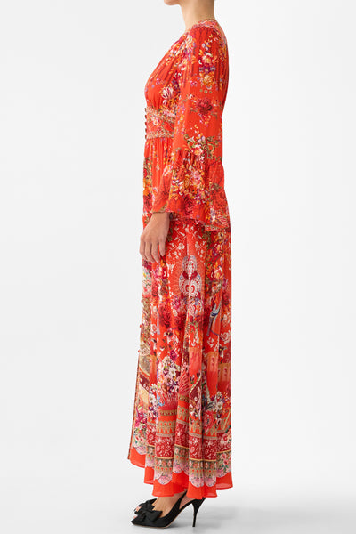 Ole Ole Shaped Waistband Dress With Ruffle Sleeve