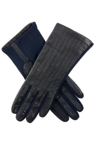 Olivia Leather and Elastane Gloves - Navy