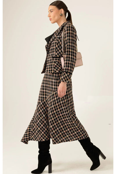 Onyx Midi Skirt - Black Blush Check