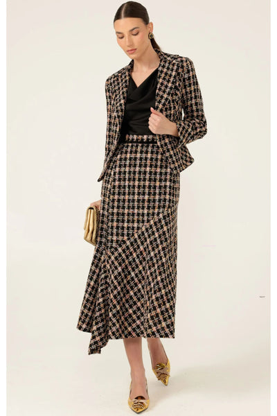 Onyx Midi Skirt - Black Blush Check