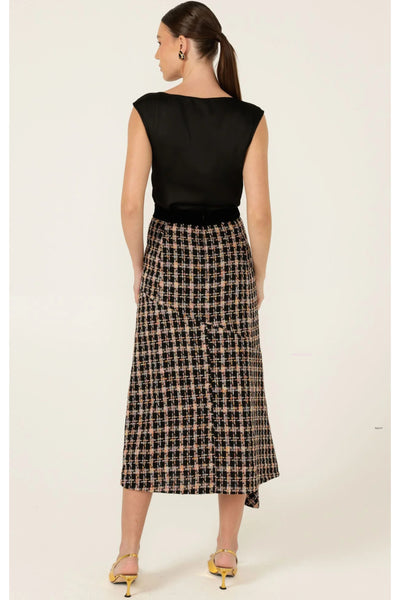 Onyx Midi Skirt - Black Blush Check