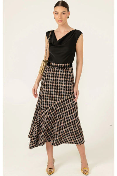 Onyx Midi Skirt - Black Blush Check